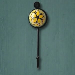 Ceramic Coat Hooks - Yellow Flower