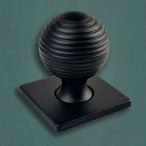 Queen Anne II Fluted Beehive Knobs with Square Backplate Matt Black