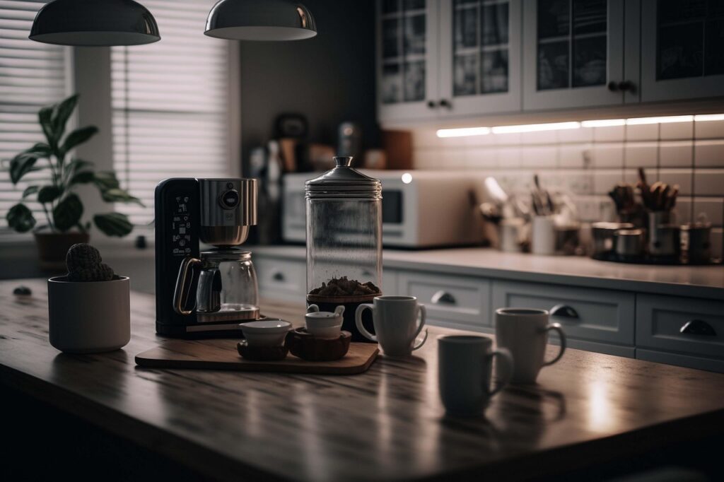 modern kitchen with island unit and drawer handles